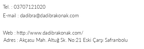 Dadibra Konak Hotel telefon numaralar, faks, e-mail, posta adresi ve iletiim bilgileri